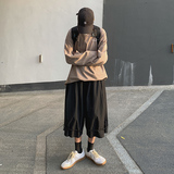 日系高街阔腿抽绳七分裤男女同款超宽松裤七分裤k6780p55控68，男装休闲裤，电商A138B