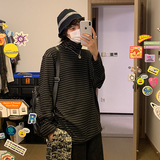 350克可翻高领德绒色织条纹打底衫情侣t1161p55控78，女装T恤，电商A138B