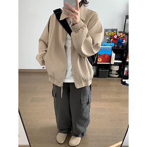 日系复古宽松翻领春秋新款设计感小众休闲百搭上衣潮jk9273p98图片