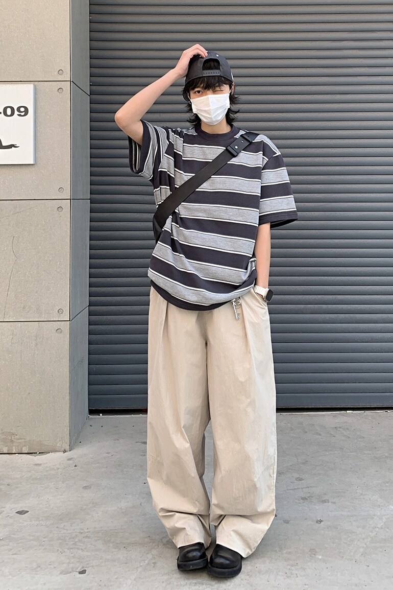2024夏季新款潮牌条纹短袖T恤t1163p55,男装T恤,电商A138B