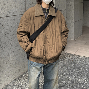 羊羔毛领菱格潮牌短款棉衣外套my9267p138控168图片