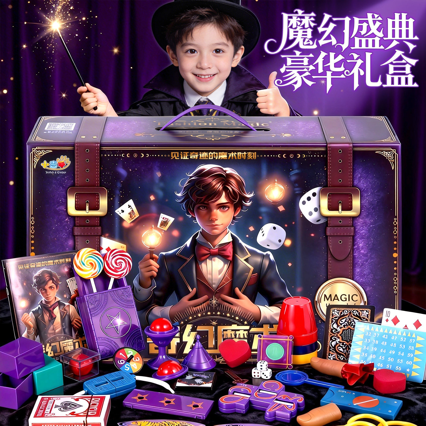 儿童变魔术道具大礼盒套装高级魔术师扑克震撼表演男女孩益智玩具