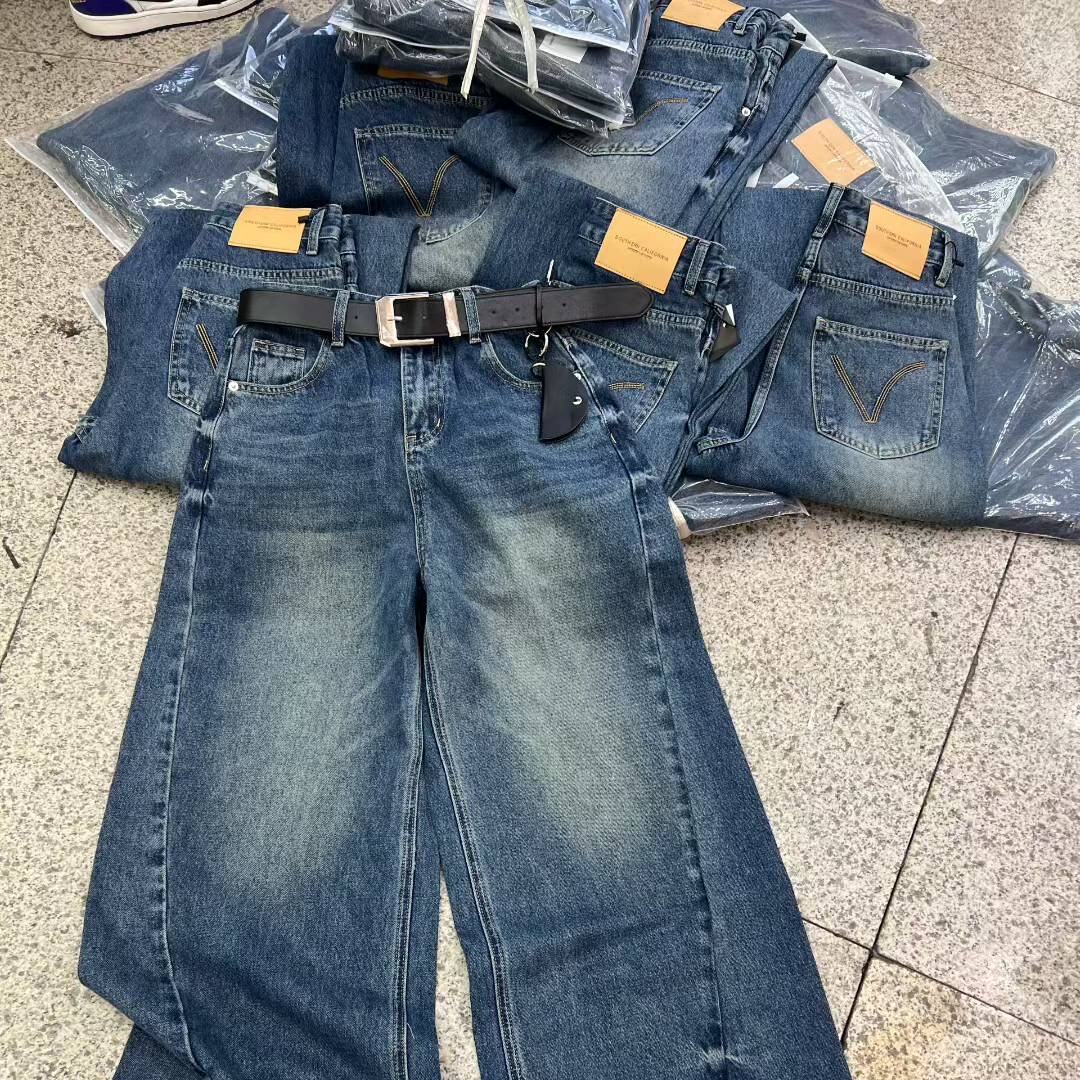 KARA批发丨 品质2025韩国秋低腰显瘦美式复古水洗牛仔直筒阔腿裤
