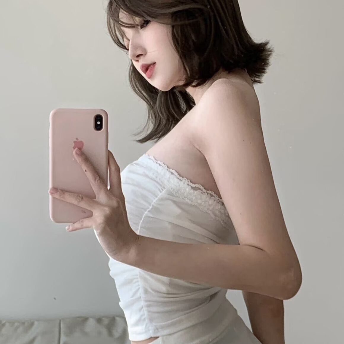 包邮纯欲天花板蕾丝边背心胸前蝴蝶结抹胸性感女上衣