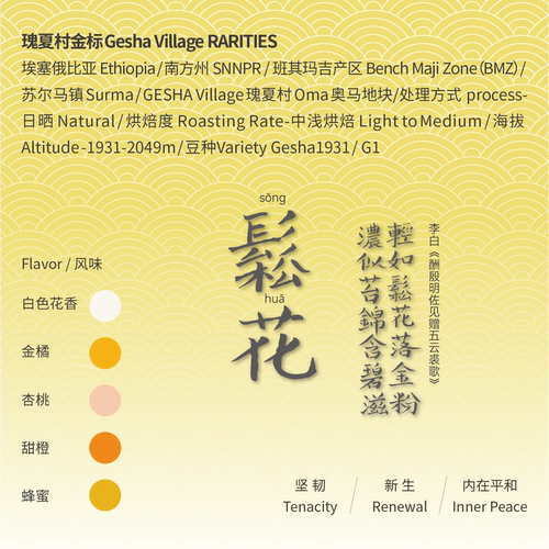 松花 埃塞 瑰夏村红标 中浅烘 蜜处理 手冲意式SOE挂耳 精品咖啡