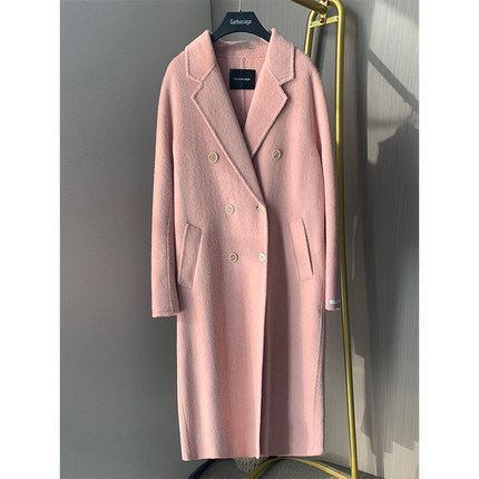 纤依百秀【龙】澳毛羊驼绒牛角扣双面毛呢大衣 0133