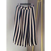 色织条纹三角针阔腿裤 纤依百秀 Q405