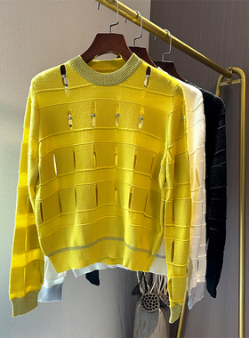 纤依百秀【地】50%羊毛重工珍珠毛衣打底衫 6574