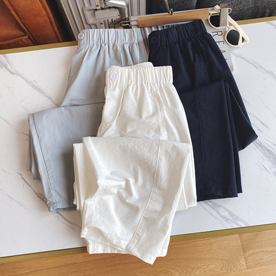 白色休闲哈伦裤宽松薄款九分直筒