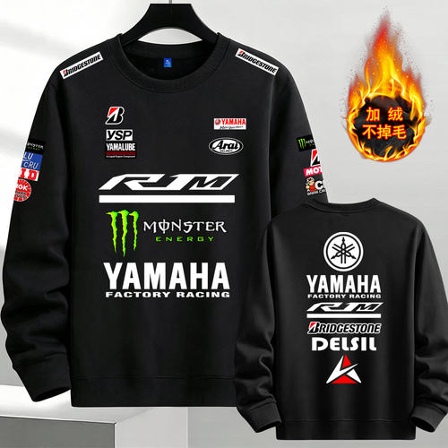 YAMAHA雅马哈R1M加绒圆领卫衣motogp厂队重机车训练摩托赛车队服