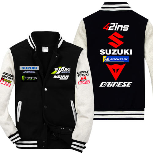 加绒棒球服男SUZUKI重机车MotoGP厂队摩托赛车骑行服队服休闲外套