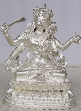 纯银文殊菩萨摆件居家供奉随身佛