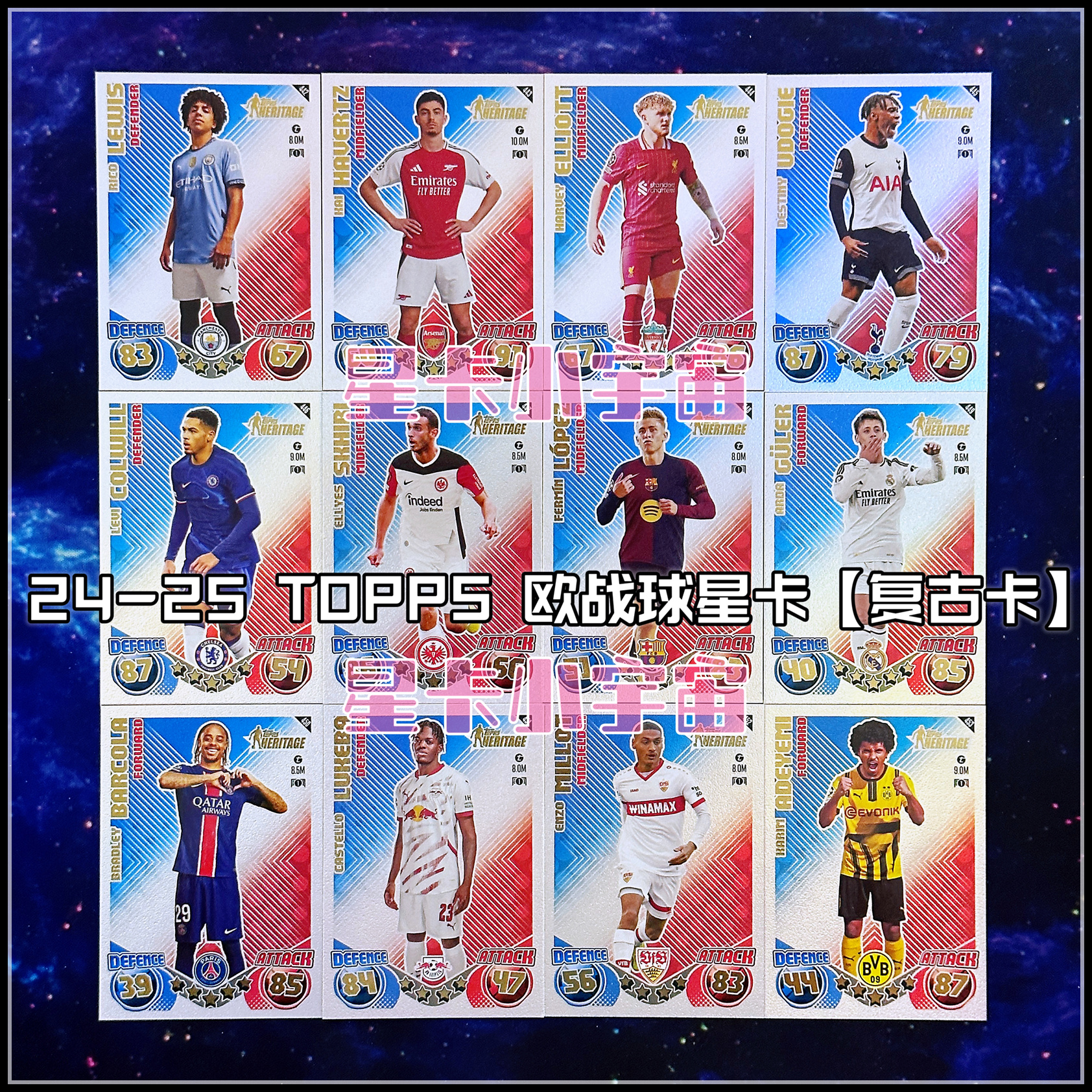 2024-25TOPPS欧战欧冠球星卡复古卡居莱尔哈弗茨埃利奥特刘易斯