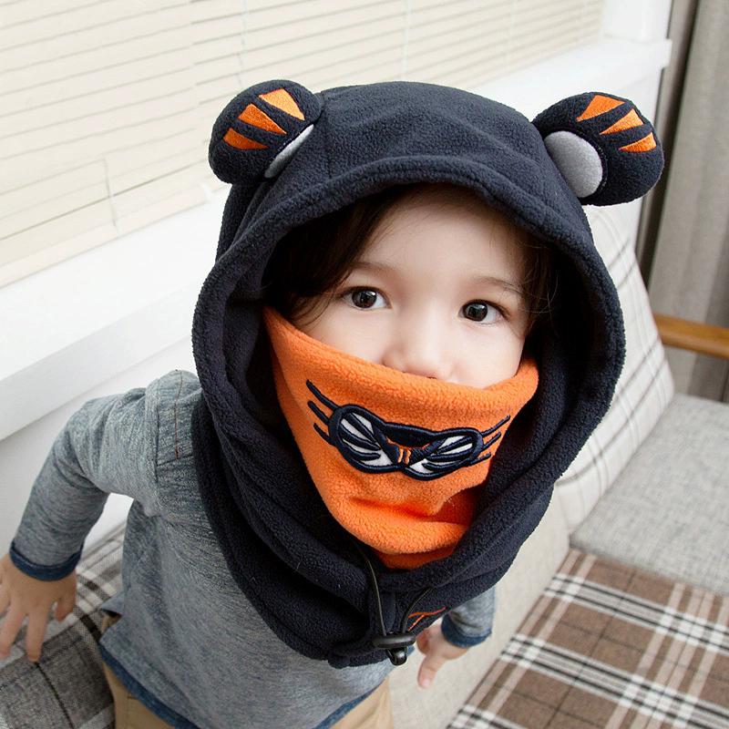 秋冬天防风保暖儿童帽子围巾一体