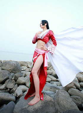 日本动漫海贼王蛇姬汉库克女帝cos服红旗袍cosplay服装女cosply