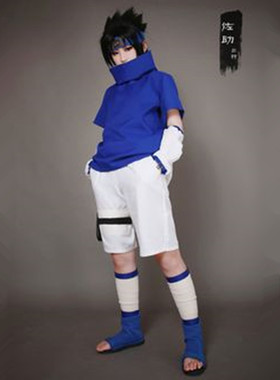 火影忍者宇智波佐助cos服夏季蓝色短袖cosplay服装现货全10件可选