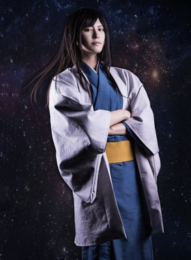 日本武士动漫展 古装银魂桂小太郎cosplay假发 和服男cos全套装