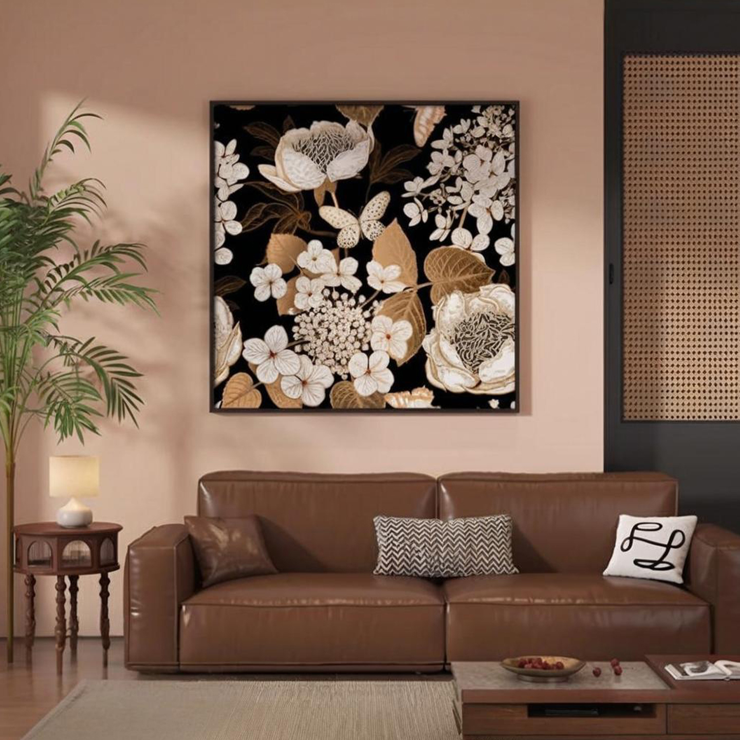法式复古风花开富贵客厅挂画抽象花卉进门玄关壁画卧室书房装饰画图片