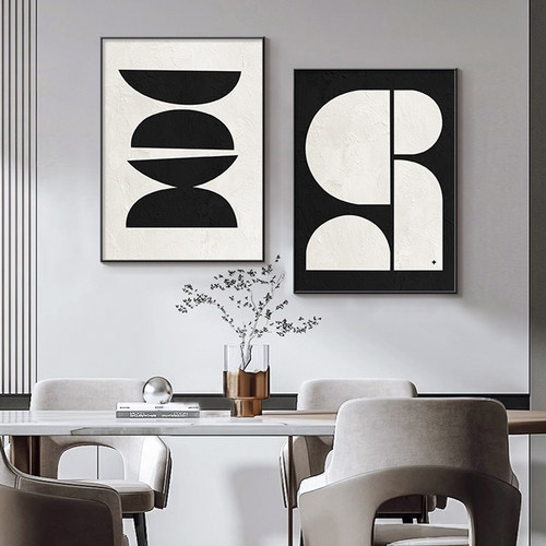 餐厅装饰画极简抽象高级感挂画餐桌壁画简约现代大气饭厅客厅组合
