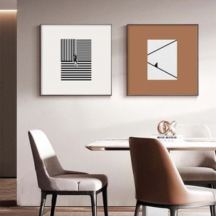 餐厅背景墙抽象挂画卧室房间床头正方形装饰画主卧个性高级感壁画
