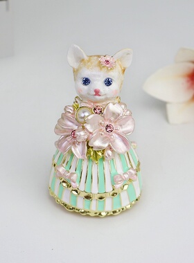 全网爆款 日式樱花猫 珐琅合金首饰盒轻奢摆件闺蜜生日情人节礼物