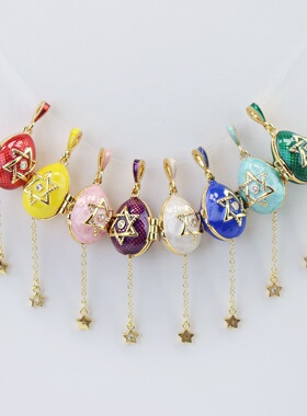 Faberge风珐琅六芒星流苏吊坠