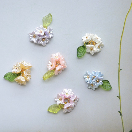 SZ376 紫荆花与叶吊坠 立体树脂花吊坠 半成品配件 DIY耳饰饰品