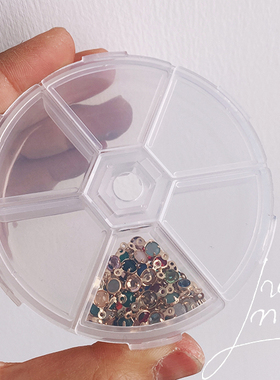 LN17 6格小圆盒 透明塑料收纳盒 多格子耳钉首饰盒 整理盒 隔片