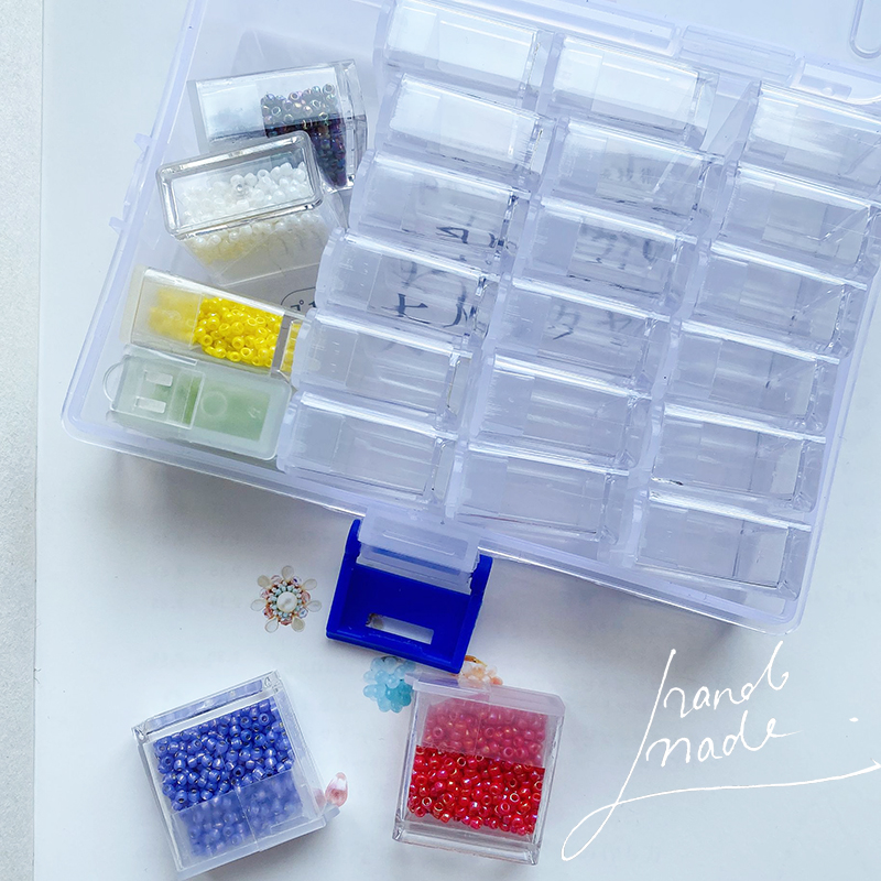 LN13 套盒 迷你4克米珠专用口香糖盒 小珠子收纳 透明塑料1套24个