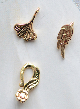 V135 迷你花叶树舞者小吊坠合集 18K包金配件镀18K金铜 DIY材料