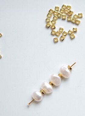 V802小方片小扁片隔珠串珠手链项链18K包金镀18K金DIY手工配件1克