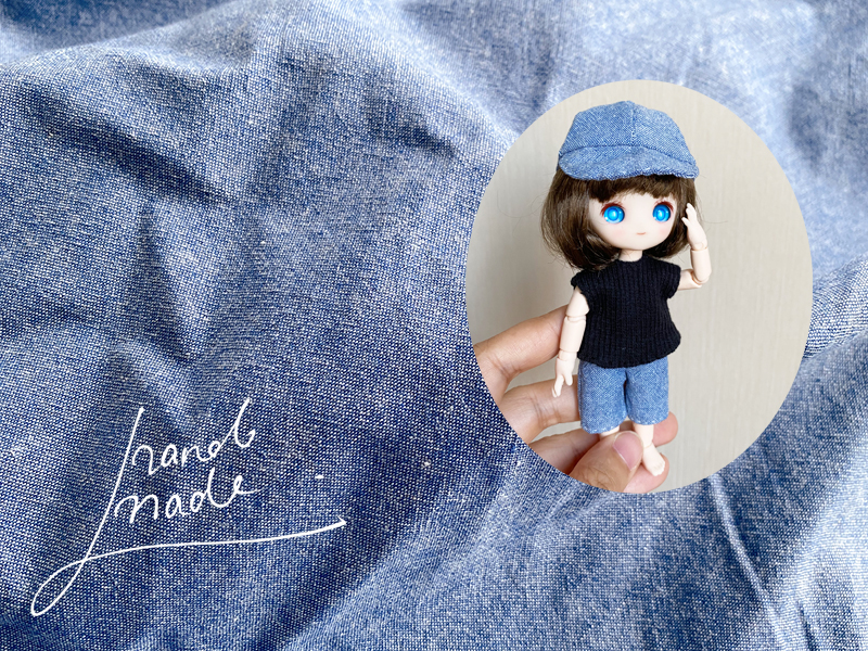 LB32 中等厚度水洗蓝牛仔布 DIY微娃衣 娃娃衣服布料 50x55cm一块