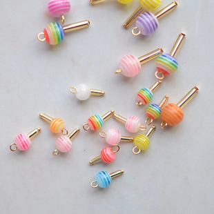 卡哇伊彩色手工成品配件DIY挂件 棒棒糖吊坠 4个 特别小 SZ378