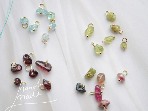 diy碎石碧玺实用绕线成品小吊坠