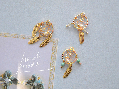 卡哇伊风捕梦网天然淡水手工绕线