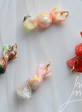 DJ18 迷你糖果彩色卡哇伊和纸吊坠 和风 原创滴胶DIY耳饰配件 1枚