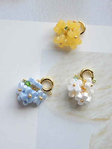 SK12 迷你绣球花簇花朵万能扣弹簧扣吊坠手工成品DIY手链项链配件
