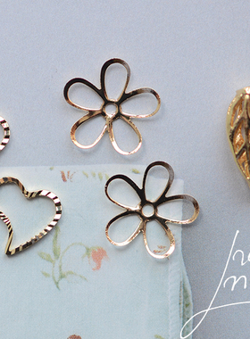 V772 桃心花瓣郁金香吊坠 18K包金镀18K金镀金DIY手工配件 1枚