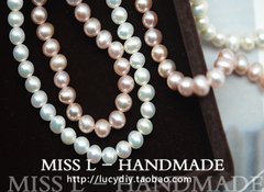 ZB129 白色和紫色约5mm圆扁蛋 天然淡水珍珠 DIY串珠饰品配件 1颗