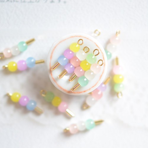 SZ367 特别小的卡哇伊日式迷你彩色团子小吊坠 手工成品DIY 4个