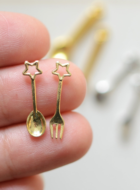 SW54 迷你星星叉子勺子 日系食玩挂件吊坠DIY手工材料配件 1个