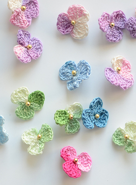 RX61 微钩三色堇小花吊坠手工精细钩编 DIY绕线饰品配件材料 1个