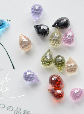 ZG39 特惠 闪耀 4x6mm彩色切面锆石小水滴吊坠 配件DIY 散珠 1颗