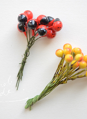 CA10 仿真七星瓢虫黄色果果浆果葡萄DIY配件森女饰品手作材料手工