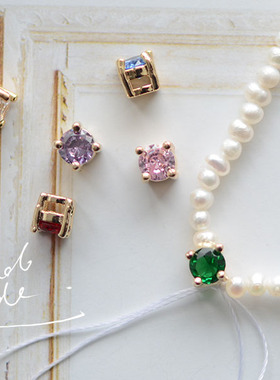 KC02 微镶4mm2.7mm锆石小圆隔珠铜镀KC金DIY手链项链饰品配件 1枚