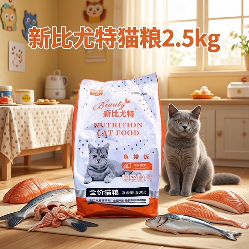 品质新比尤特猫粮500g*5包2.5kg5斤猫粮食主粮异短英短美短加菲SL