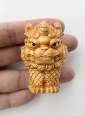 装饰工艺品崖柏办公桌醒狮手把件