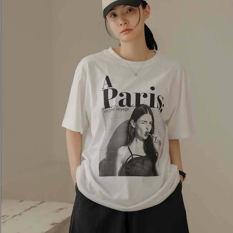 韩国代购大码女装2026靓丽夏装新款圆领宽松显瘦棒棒糖休闲短袖T