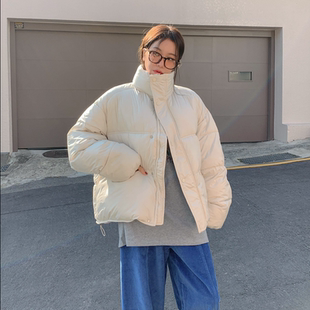 韩国代购大码女装2025靓丽冬装新款立领时尚休闲排骨羽绒棉服棉衣