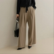 大码 系扣后松紧直通宽腿长裤 女装 新款 特17 2025靓丽早春装 韩国代购